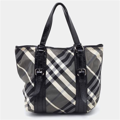 burberry beat check nylon tote bag|BURBERRY Nylon Beat Check Lowry Black .